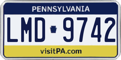 PA license plate LMD9742