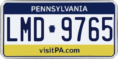 PA license plate LMD9765