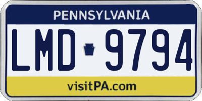 PA license plate LMD9794