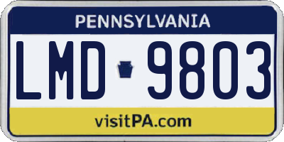 PA license plate LMD9803