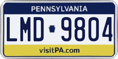 PA license plate LMD9804