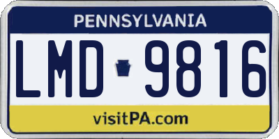 PA license plate LMD9816