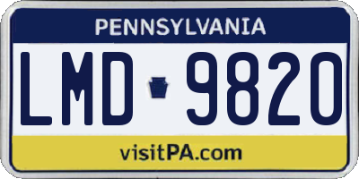 PA license plate LMD9820