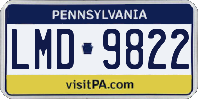 PA license plate LMD9822