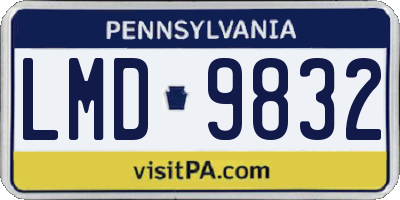 PA license plate LMD9832