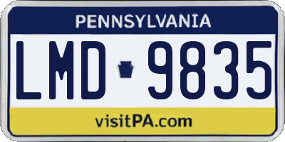 PA license plate LMD9835