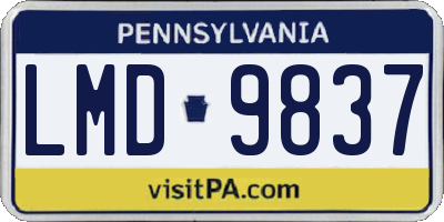 PA license plate LMD9837