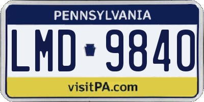 PA license plate LMD9840