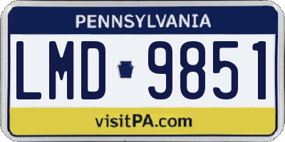 PA license plate LMD9851