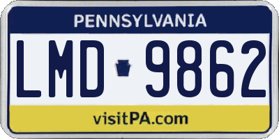 PA license plate LMD9862