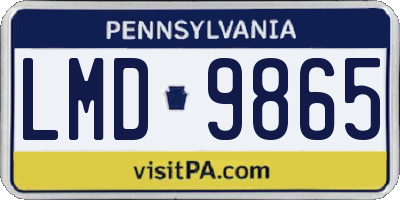 PA license plate LMD9865