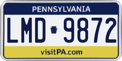 PA license plate LMD9872