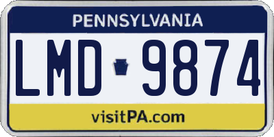 PA license plate LMD9874