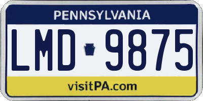 PA license plate LMD9875