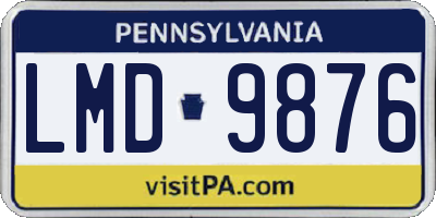 PA license plate LMD9876