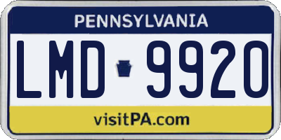 PA license plate LMD9920