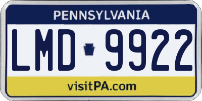 PA license plate LMD9922