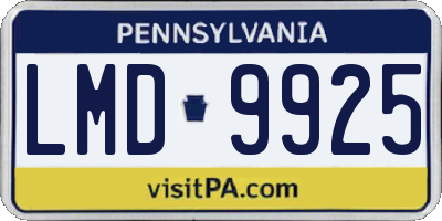 PA license plate LMD9925