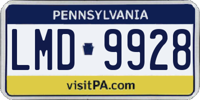 PA license plate LMD9928
