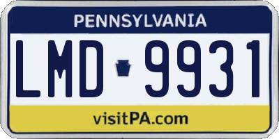 PA license plate LMD9931