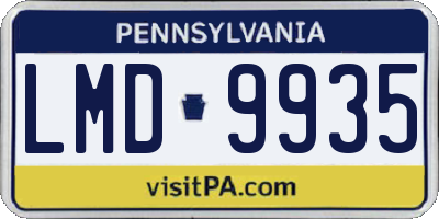 PA license plate LMD9935