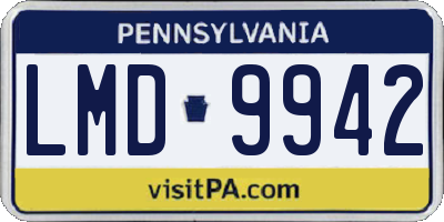 PA license plate LMD9942
