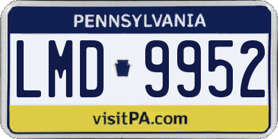 PA license plate LMD9952