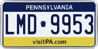 PA license plate LMD9953