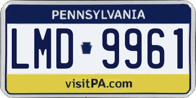 PA license plate LMD9961