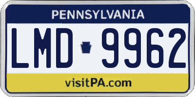PA license plate LMD9962