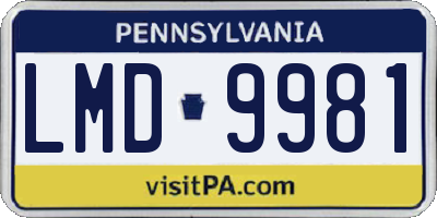 PA license plate LMD9981