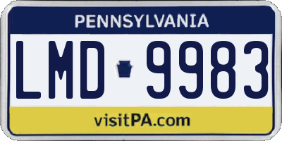 PA license plate LMD9983
