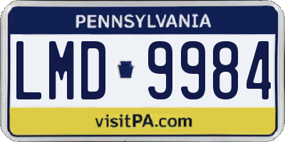 PA license plate LMD9984