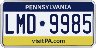 PA license plate LMD9985