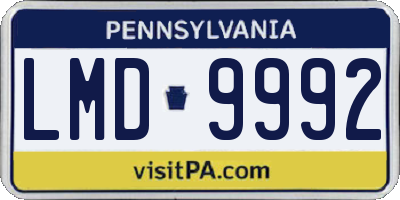 PA license plate LMD9992