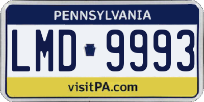 PA license plate LMD9993