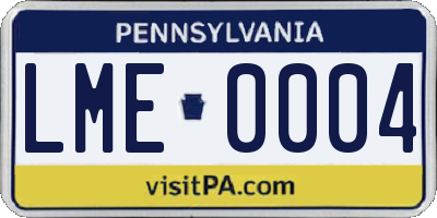 PA license plate LME0004