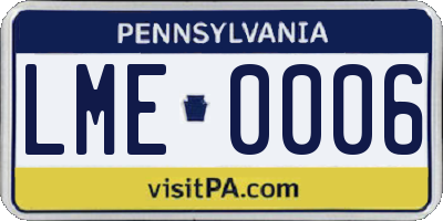 PA license plate LME0006