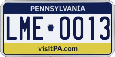 PA license plate LME0013