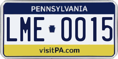 PA license plate LME0015