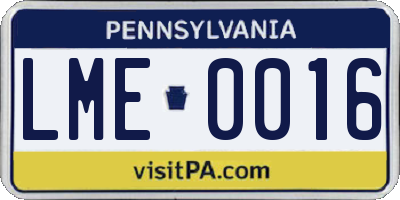 PA license plate LME0016