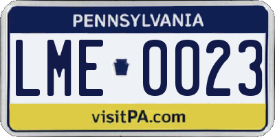 PA license plate LME0023