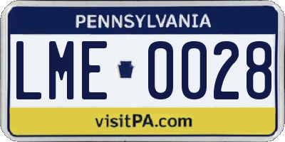 PA license plate LME0028