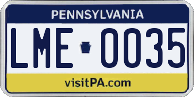 PA license plate LME0035