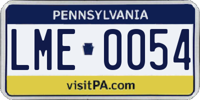 PA license plate LME0054