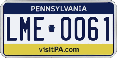 PA license plate LME0061