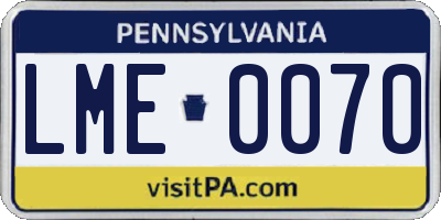 PA license plate LME0070