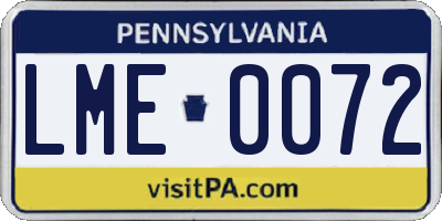 PA license plate LME0072