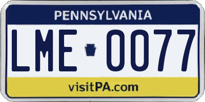 PA license plate LME0077