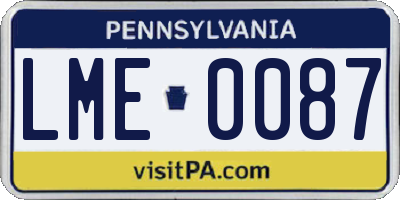 PA license plate LME0087